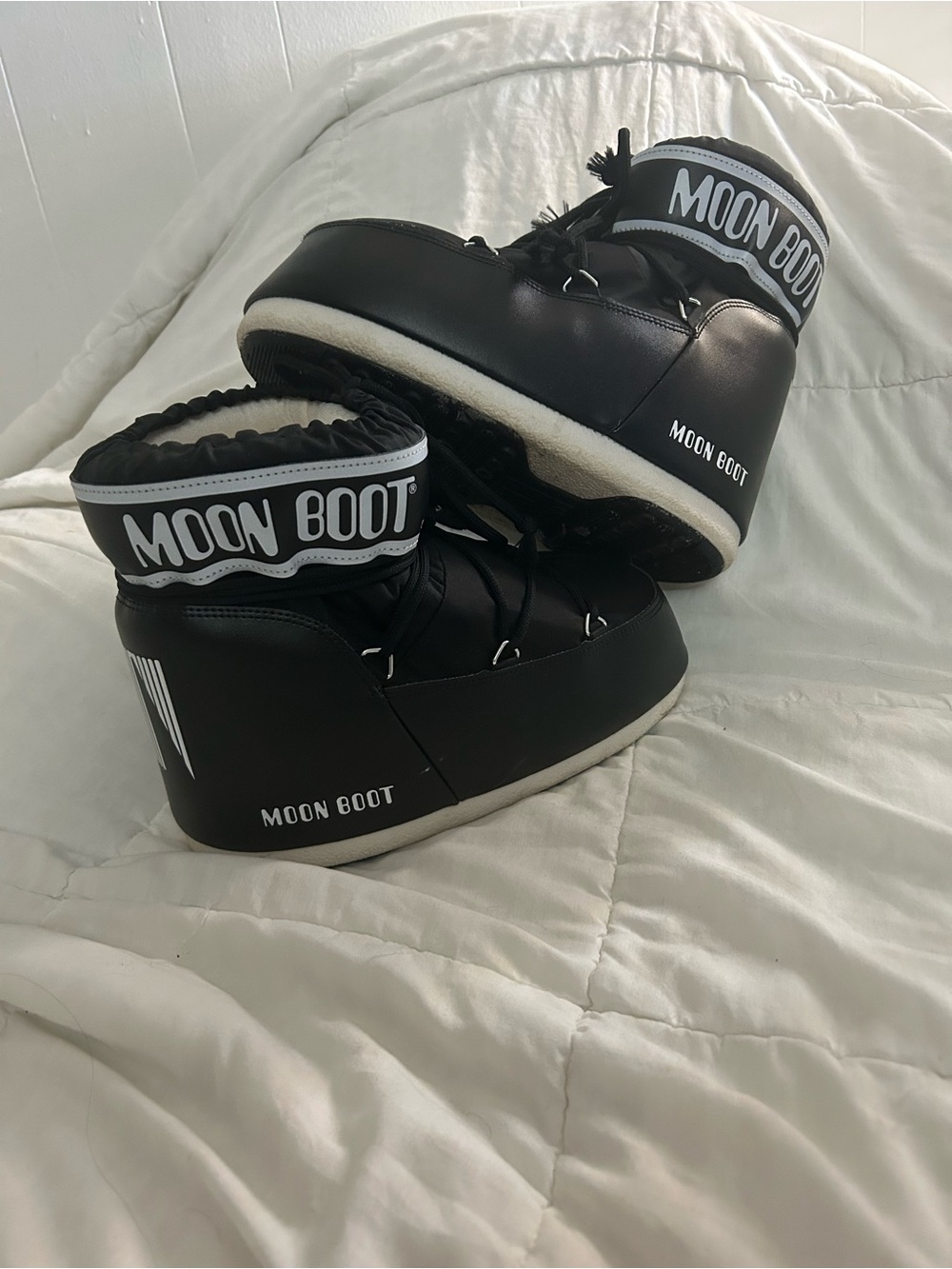 Moon Boot Kids Black and White Winter Boots - Picture 2 of 5
